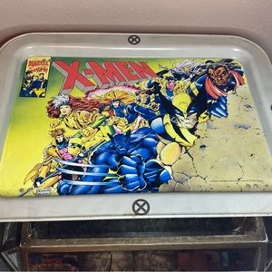 1994 Vtg  Marvel Comics X-Men Metal TV Serving Dinner Lap Tray With Folding Legs